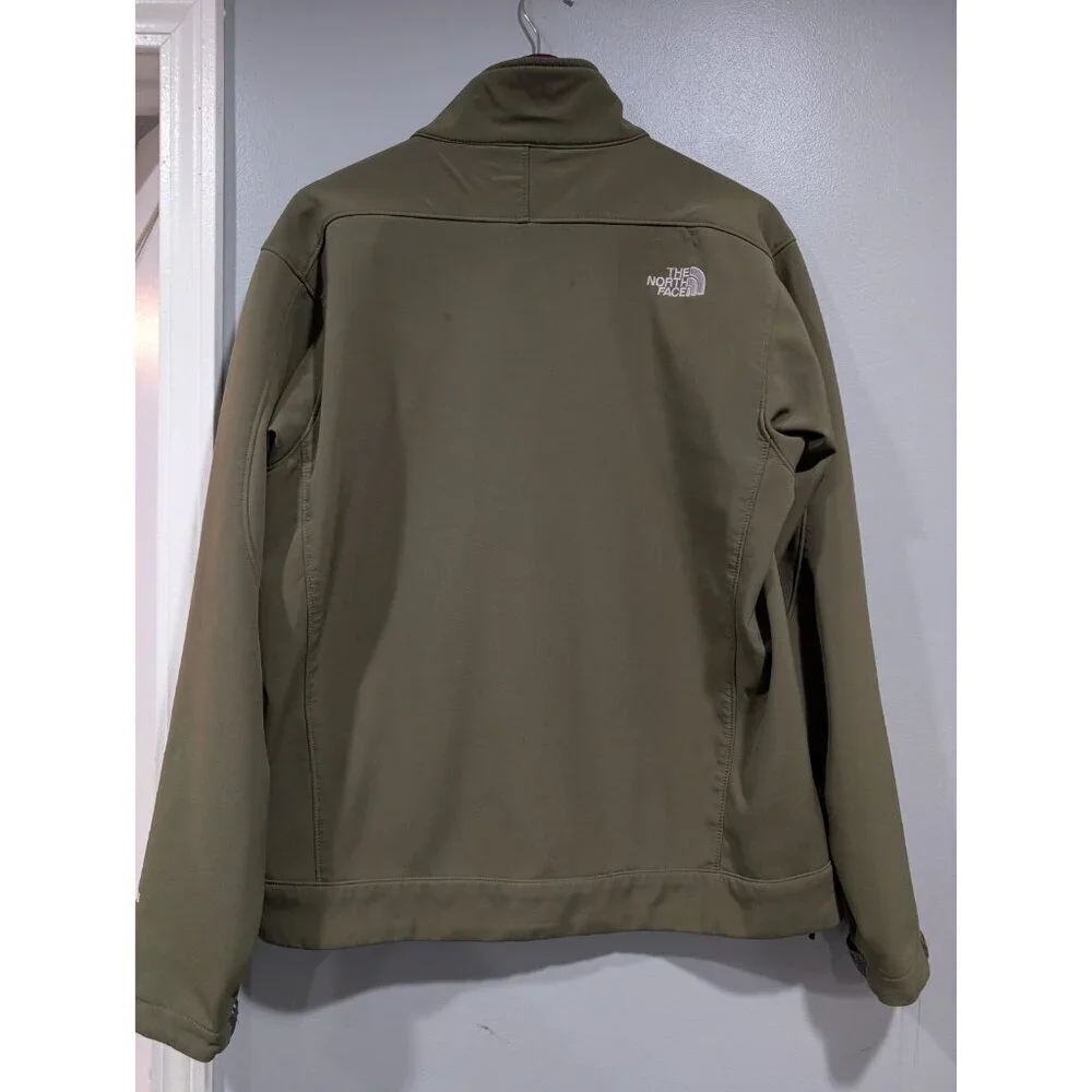 North Face Jacket Mens Sz L Apex Softshell Full Zip Fleece Lined Outdoors Green